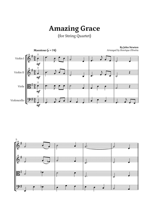 Amazing Grace (String Quartet) - Beginner Level