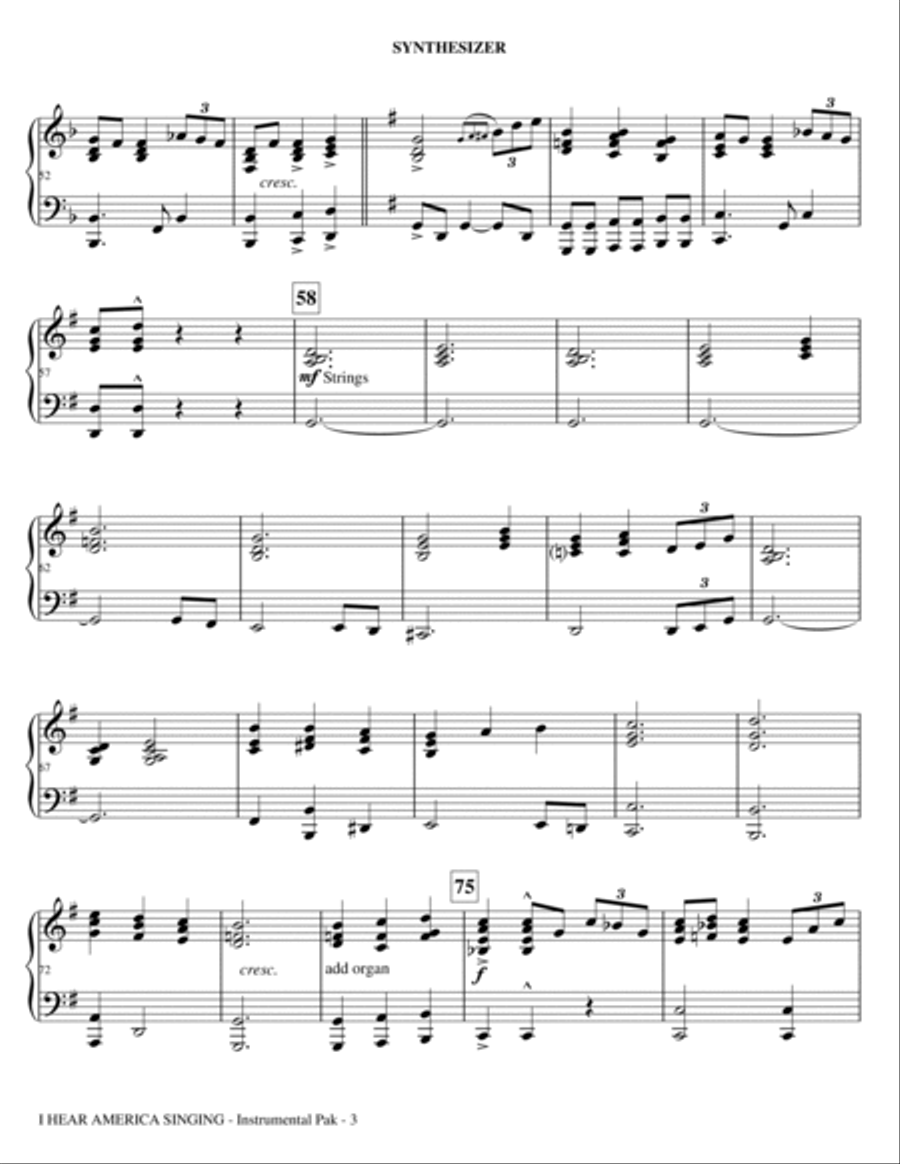 I Hear America Singing - Synthesizer Choir scores gallery preview page 3