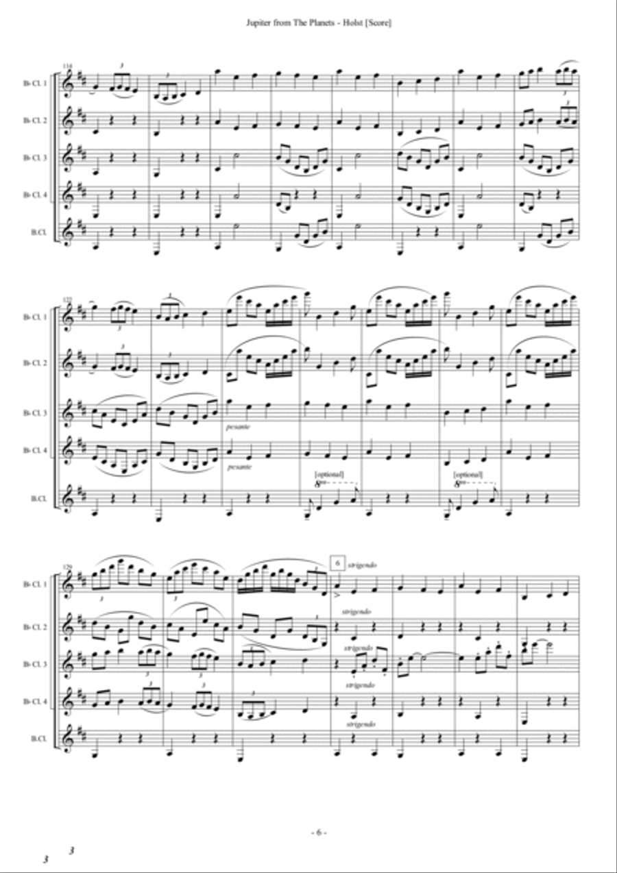 Jupiter from The Planets Woodwind Ensemble scores gallery preview page 6