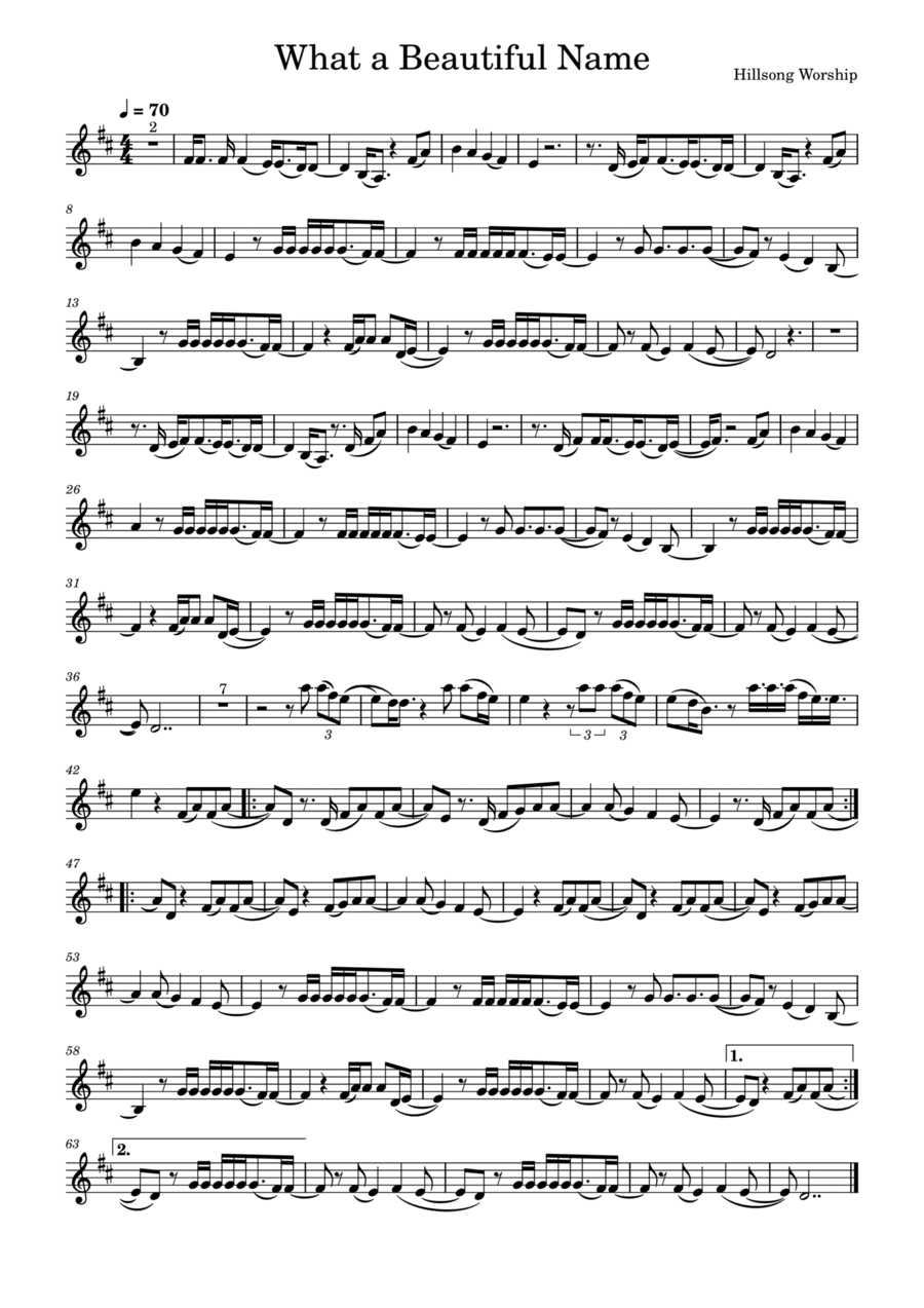 What A Beautiful Name Violin Solo scores gallery preview page 1