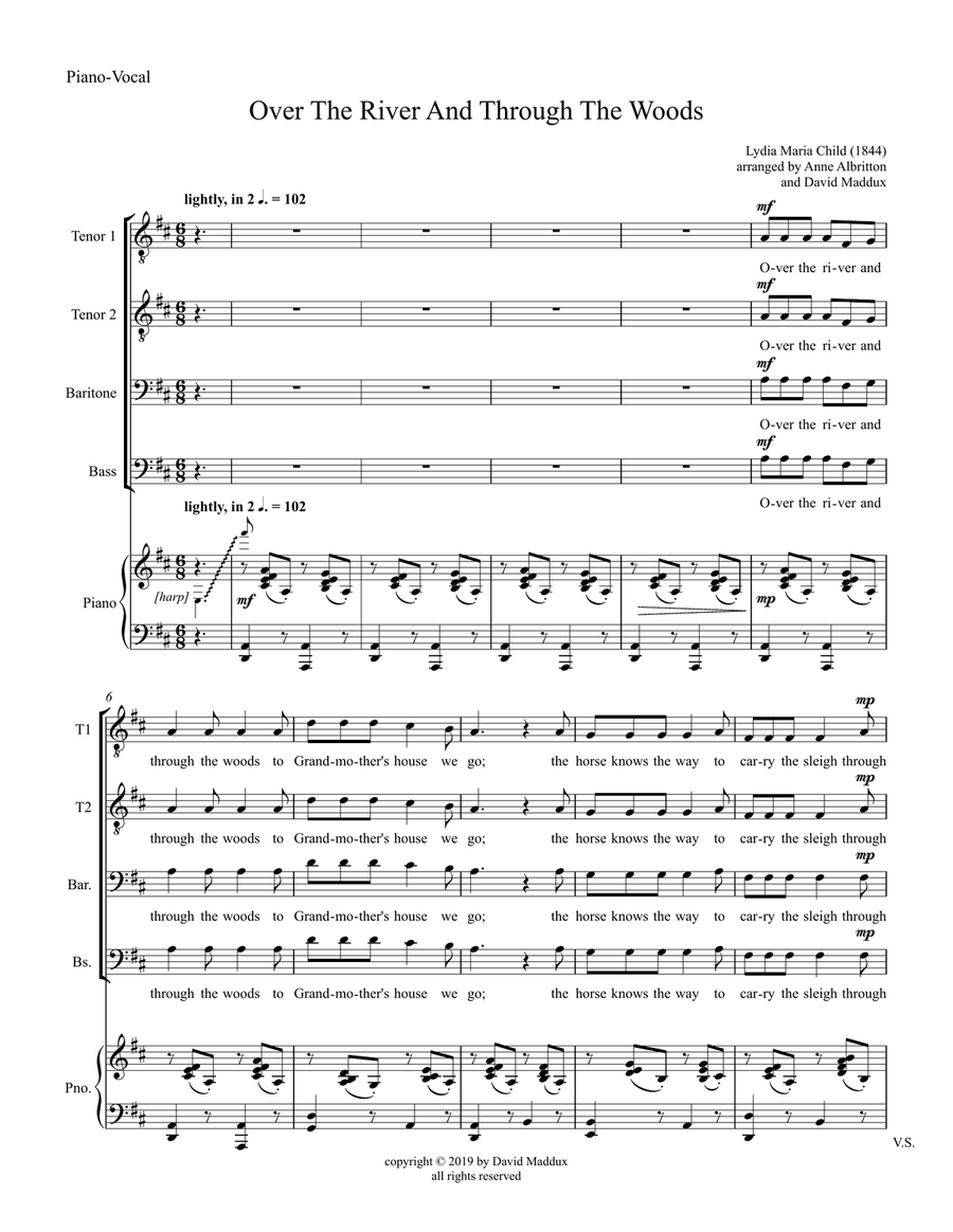 Over The River And Through The Woods TTBB scores gallery preview page 1