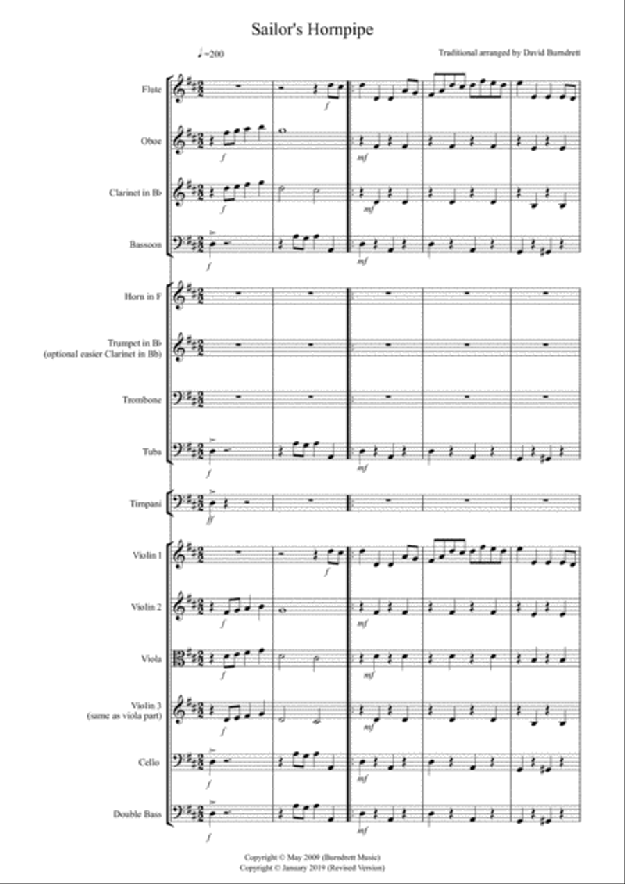 Sailor's Hornpipe for School Orchestra Full Orchestra scores gallery preview page 1