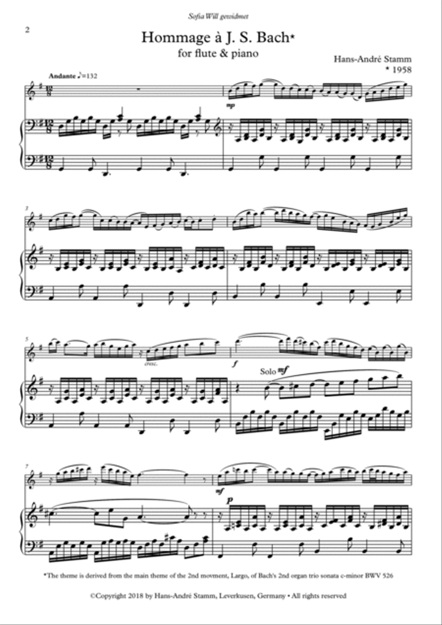 Hommage a J. S. Bach for flute & piano Flute Solo scores gallery preview page 4