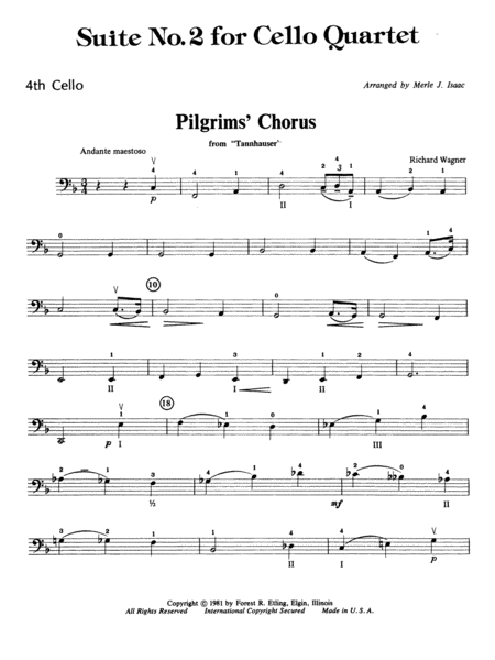 Highland/Etling Cello Quartet Series: Suite No. 2: 4th Cello