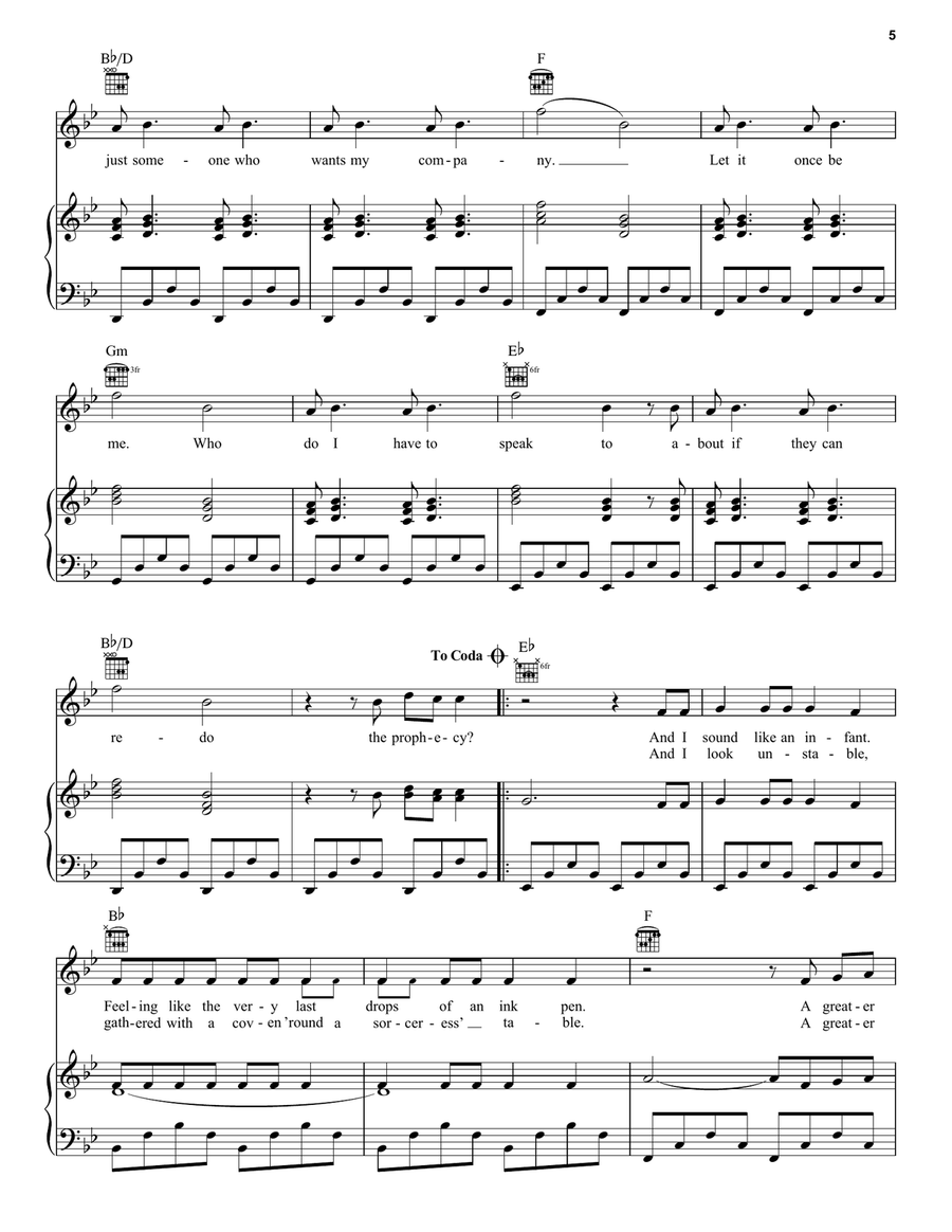 The Prophecy Piano, Vocal, Guitar scores gallery preview page 5