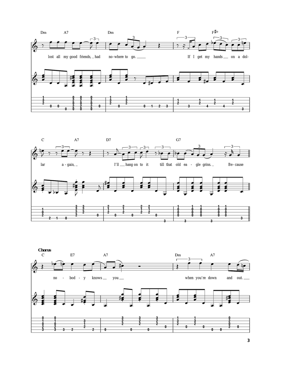Nobody Knows You When You're Down And Out Acoustic Guitar scores gallery preview page 3