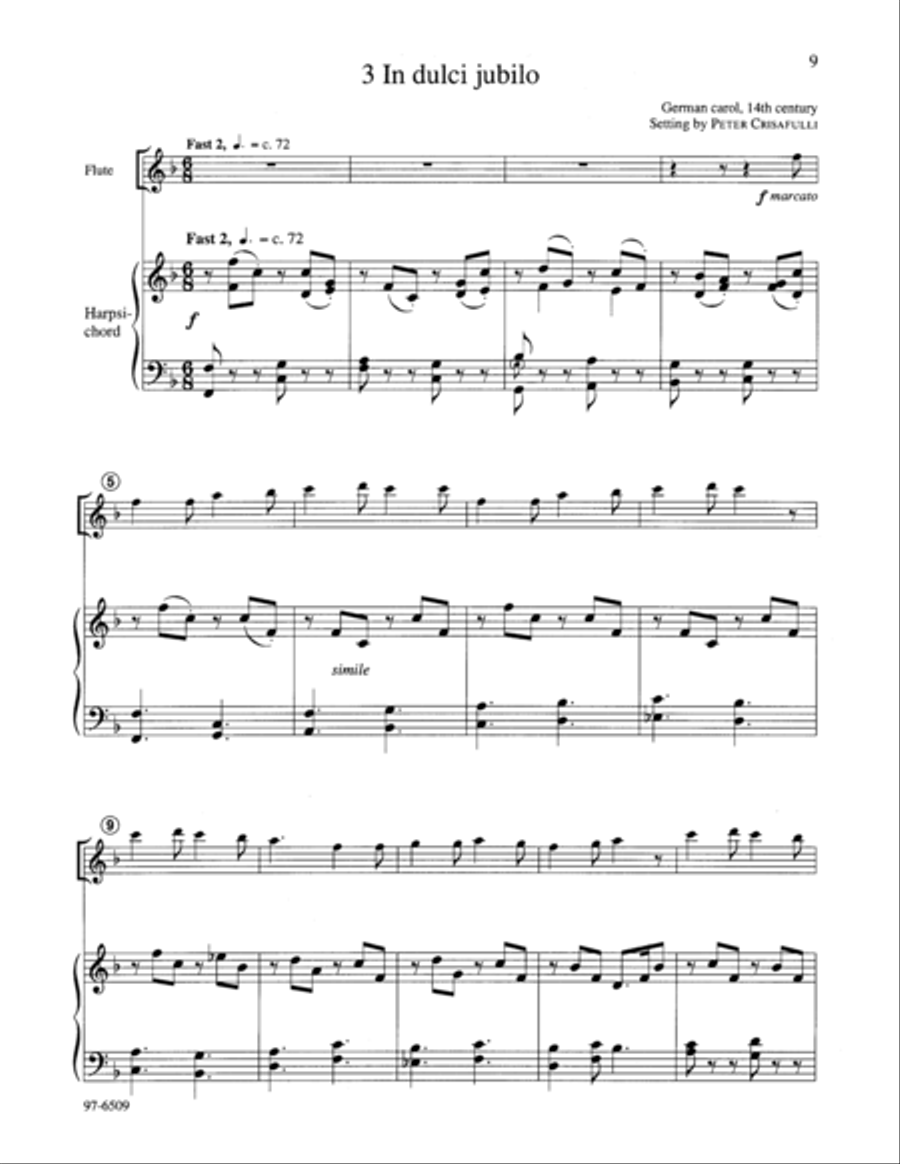 Three More Carols for Flute and Harpsichord Flute scores gallery preview page 5