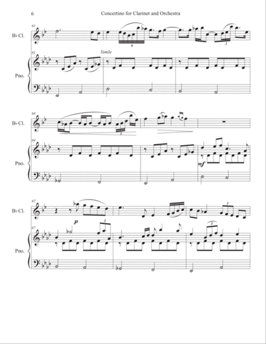 Concertino for Clarinet and Orchestra Clarinet Solo scores gallery preview page 6