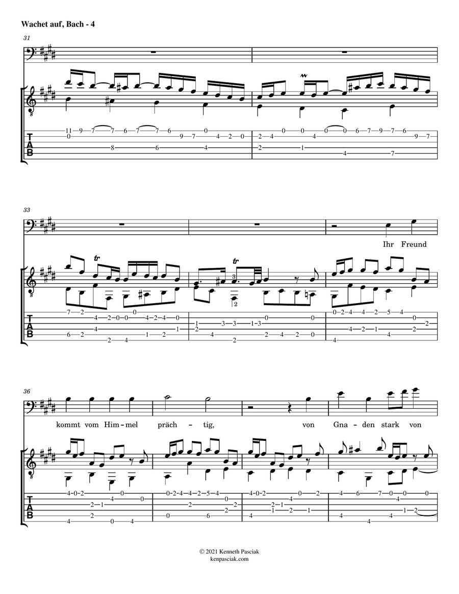 Wachet auf ruft uns die Stimme (for Guitar and optional Voice) Acoustic Guitar scores gallery preview page 6