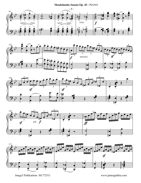 Mendelssohn: Sonata Op. 45 for Alto Sax & Piano image number null