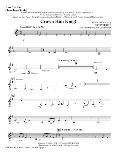 Crown Him King! - Bass Clarinet (sub. Tbn 3)