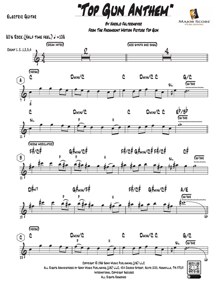 Top Gun Anthem Guitar Solo scores gallery preview page 1
