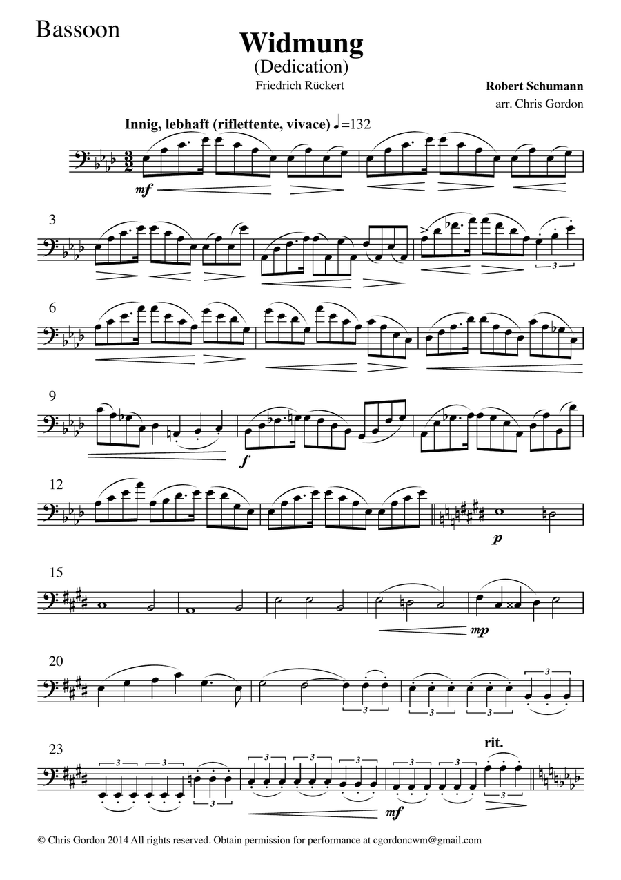Robert Schumann: Dedication (Widmung) Song for high voice and chamber orchestra: SET OF PARTS Chamber Orchestra scores gallery preview page 4