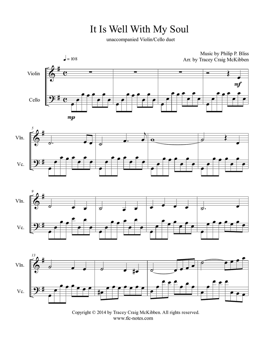 It Is Well With My Soul (Violin/Cello Duet) String Duet scores gallery preview page 2