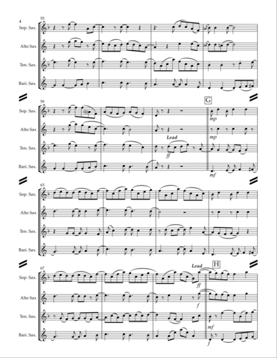 Dancin' In The Moonlight Dancin' In The Moonlight Saxophone Quartet scores gallery preview page 5