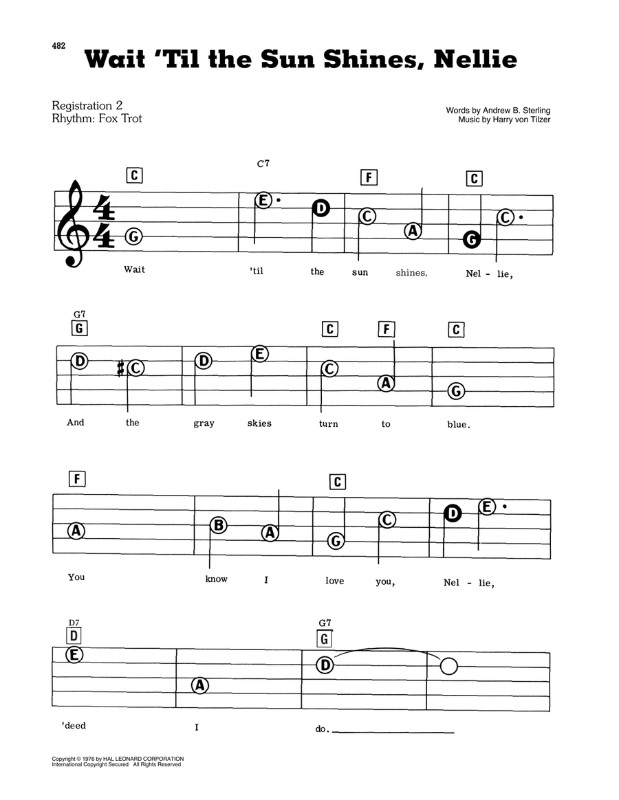 Wait 'Til The Sun Shines, Nellie Electronic Keyboard scores gallery preview page 1