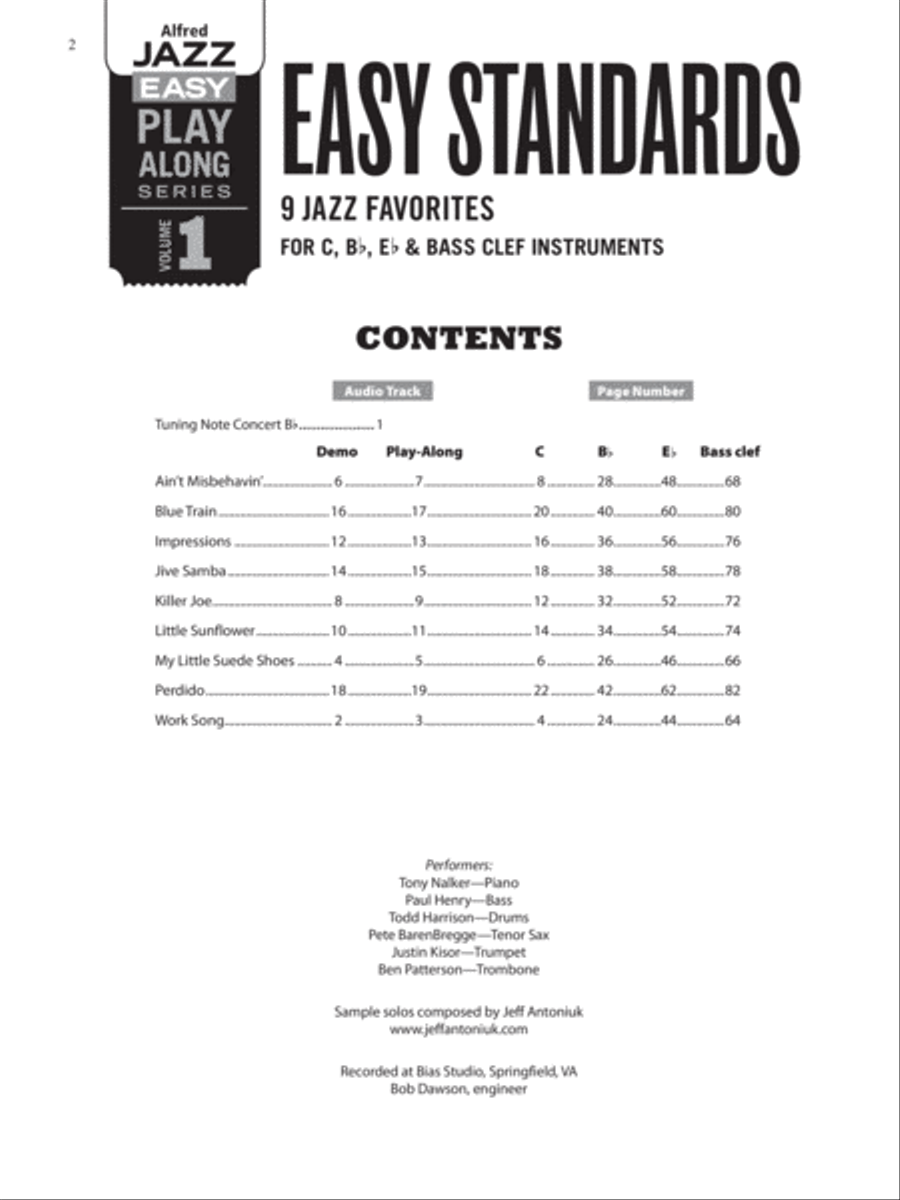 Alfred Jazz Easy Play-Along -- Easy Standards, Volume 1 Flexible/Adaptable scores gallery preview page 2