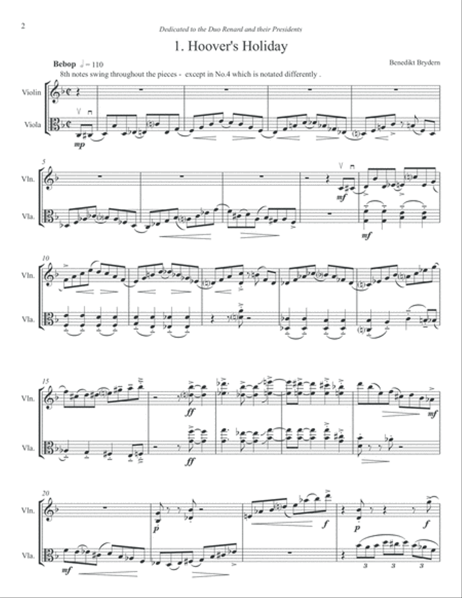 Bebop for Beagles - jazzy duets for Violin and Viola String Duet scores gallery preview page 3