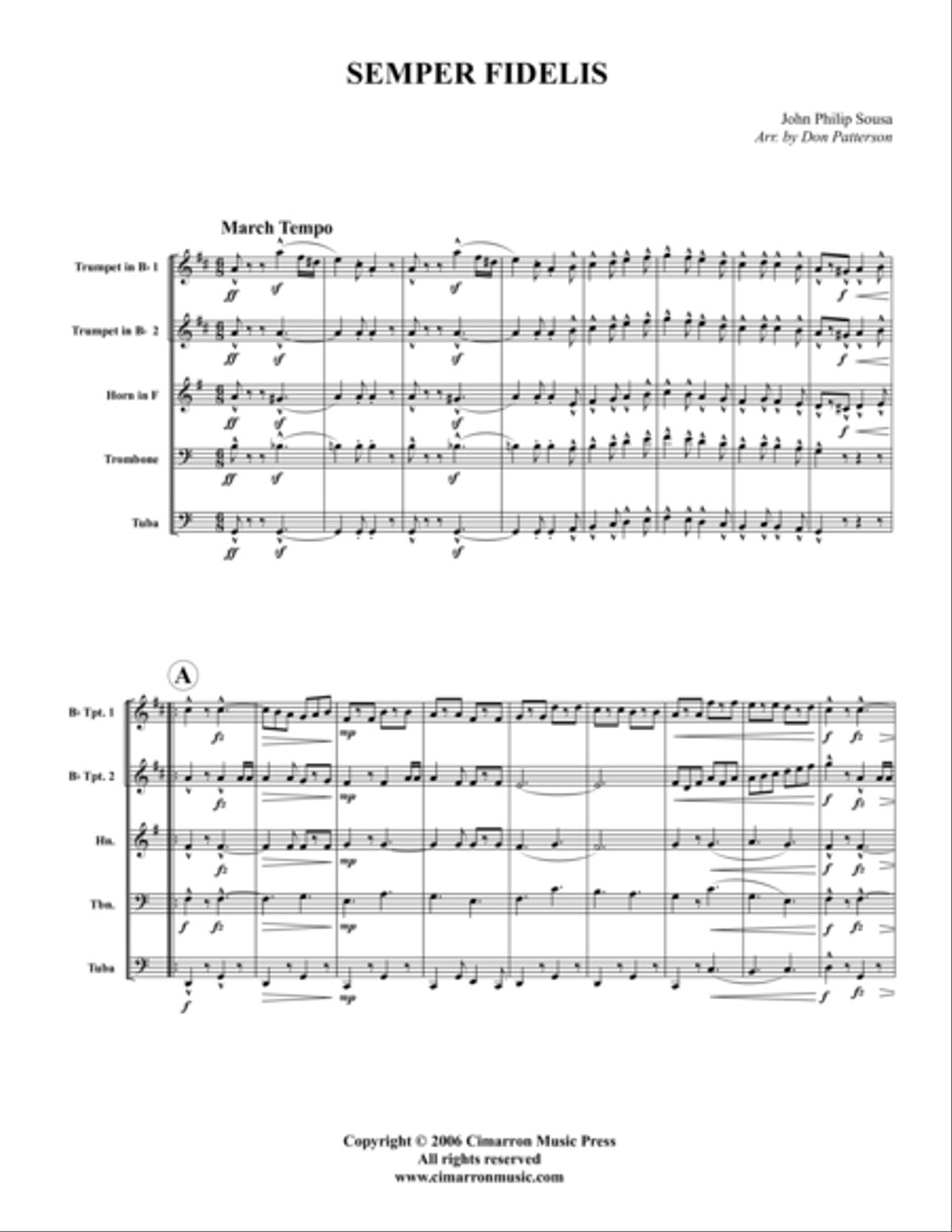 Semper Fidelis Brass Quintet scores gallery preview page 1