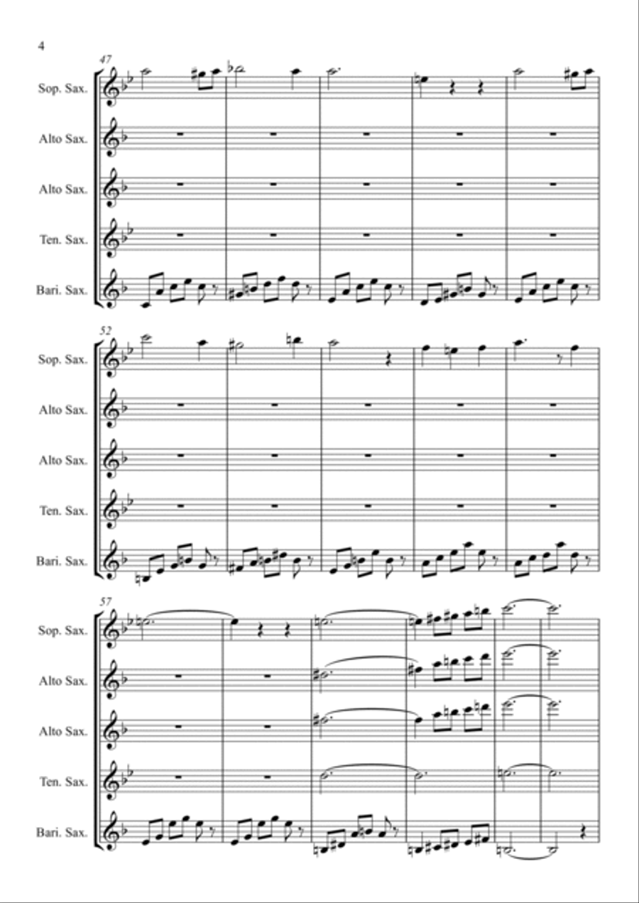 The Godfather Waltz Saxophone Quintet scores gallery preview page 4