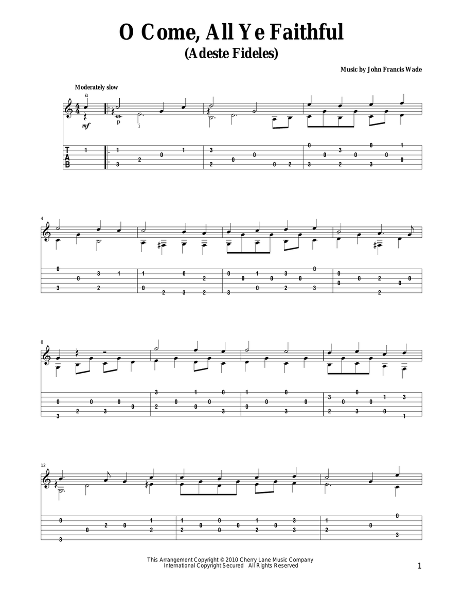 O Come, All Ye Faithful (Adeste Fideles) Guitar Solo scores gallery preview page 1