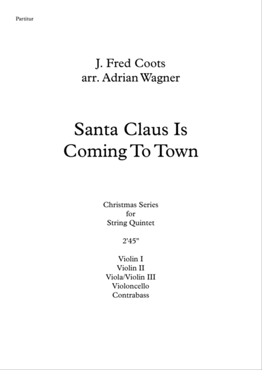 Santa Claus Is Comin' To Town String Quintet scores gallery preview page 2
