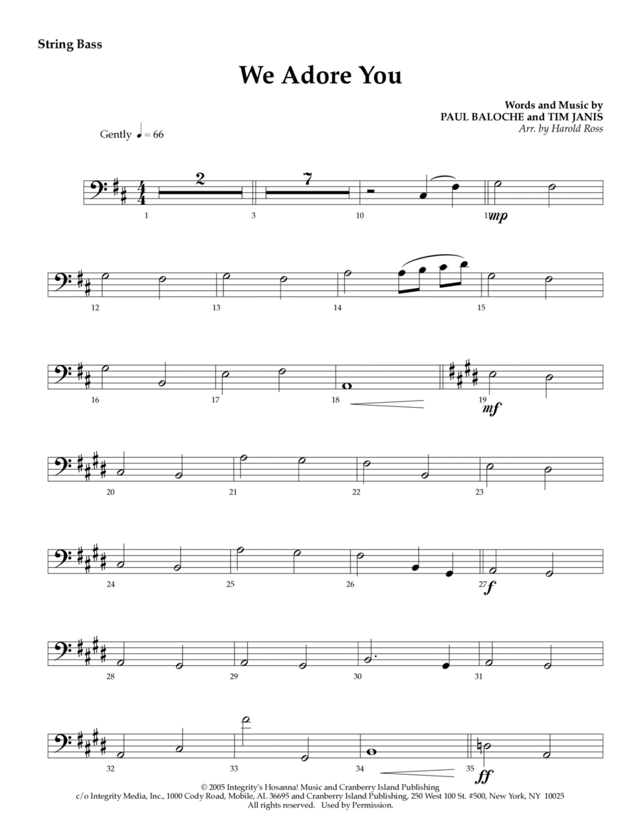We Adore You - String Bass Choir scores gallery preview page 1