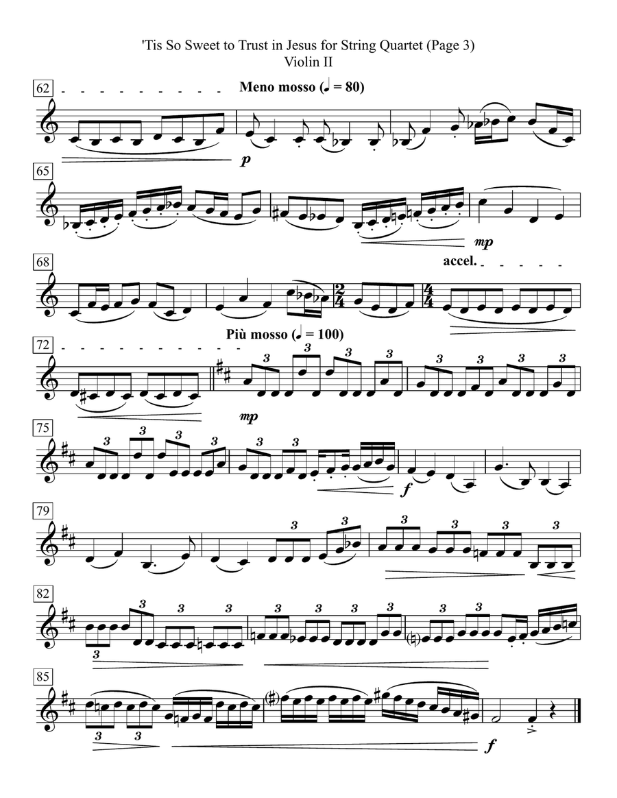 'Tis So Sweet to Trust in Jesus for String Quartet String Quartet scores gallery preview page 6