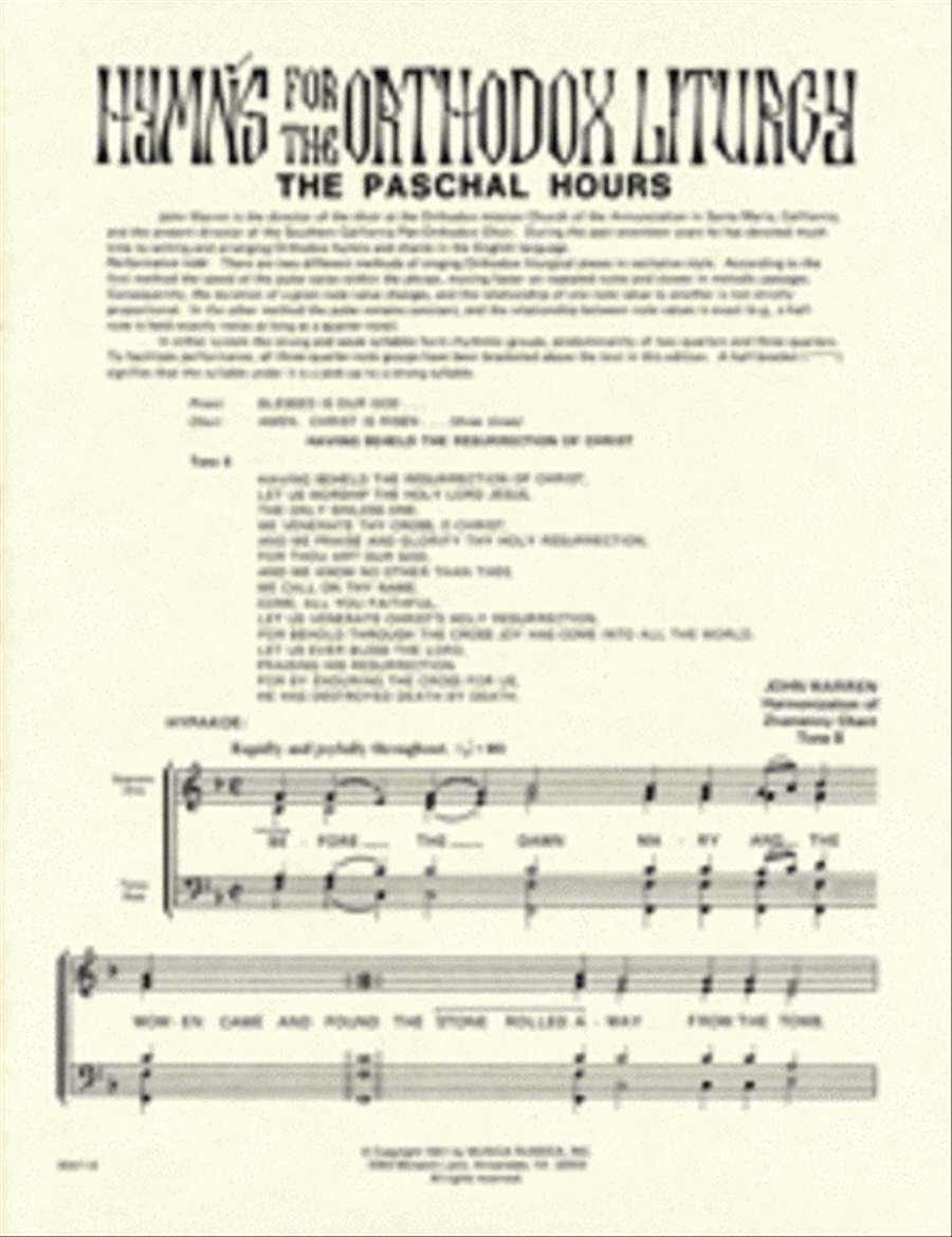 The Paschal Hours 4-Part scores gallery preview page 1