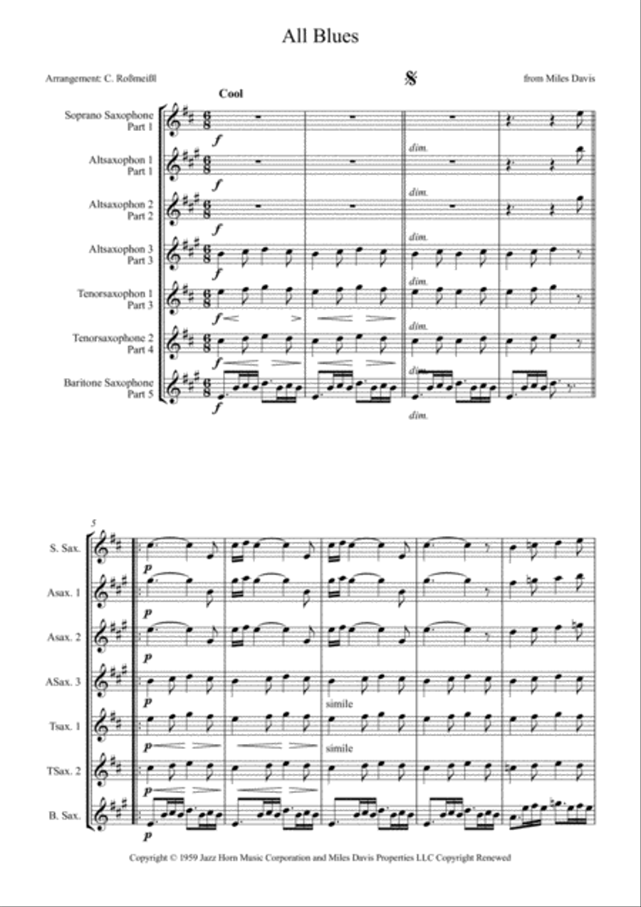 All Blues Woodwind Quintet scores gallery preview page 2