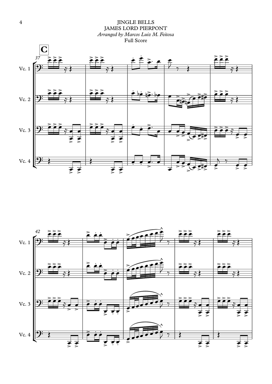 Christmas Song Collection (for Cello Quartet) - BOOK ONE String Quartet scores gallery preview page 6