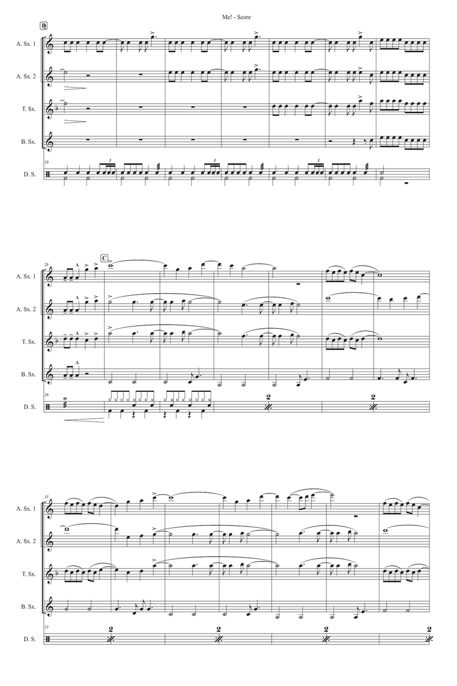 Me! Saxophone Quartet scores gallery preview page 2