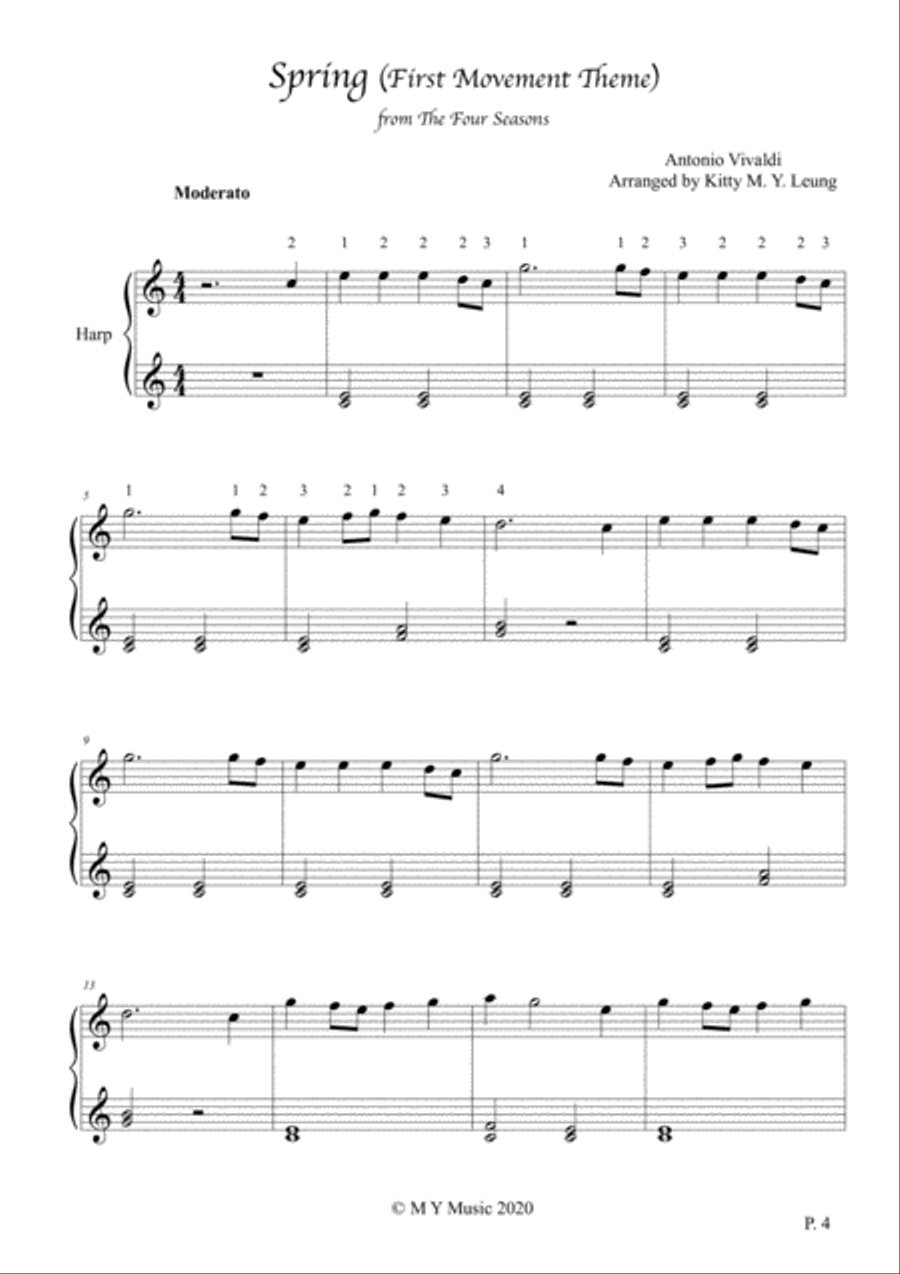 Classical Themes for The Four Seasons - 15 String Harp Harp scores gallery preview page 4