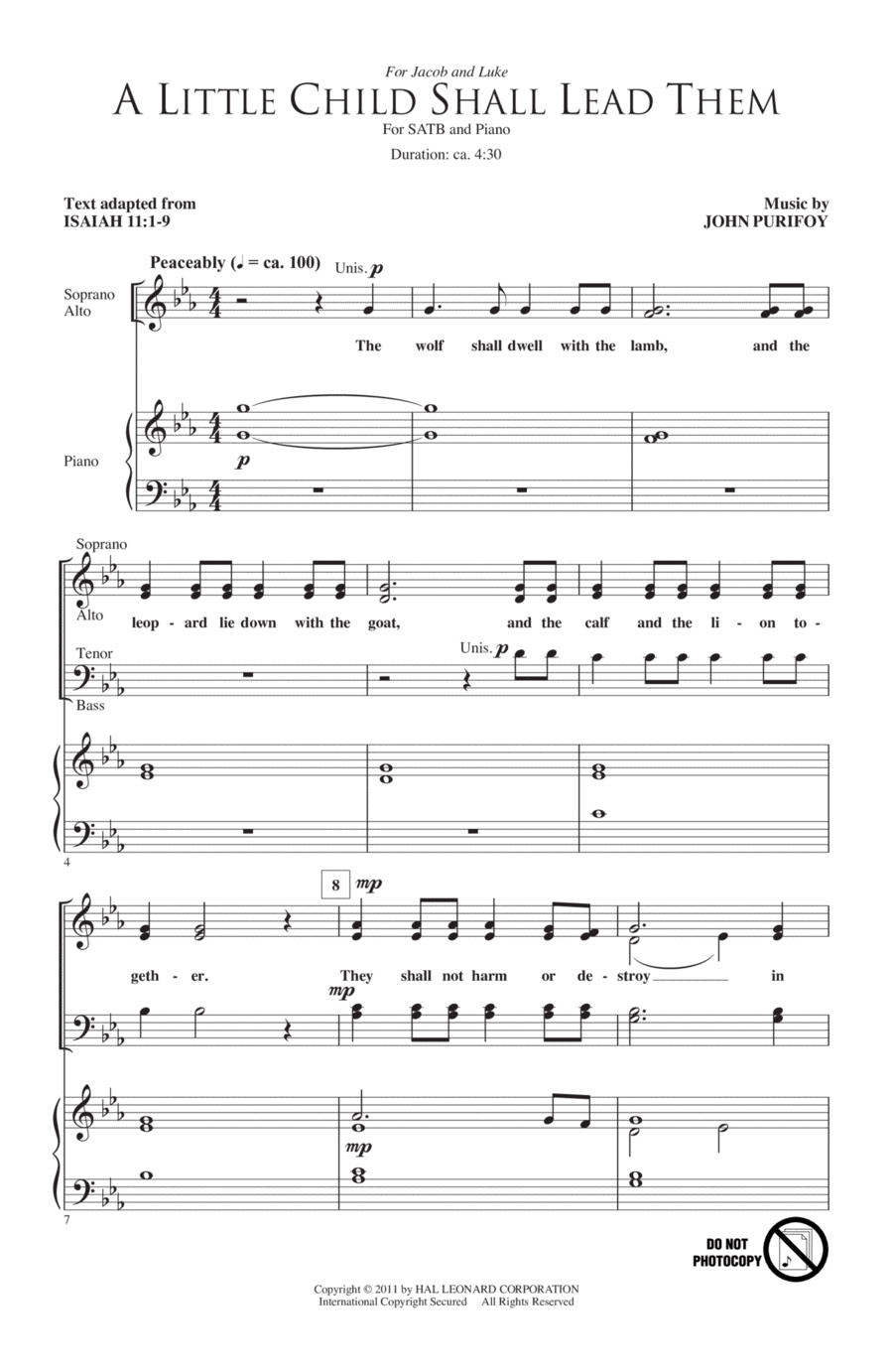 A Little Child Shall Lead Them 4-Part scores gallery preview page 1
