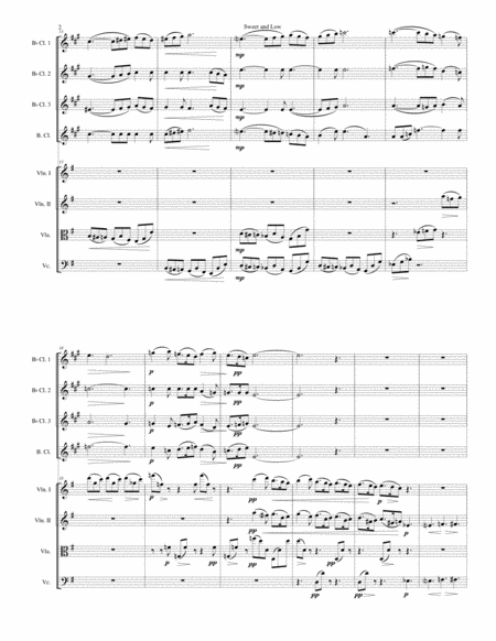 Sweet and Low (Stanford's setting) arranged for clarinet quartet and string quartet image number null