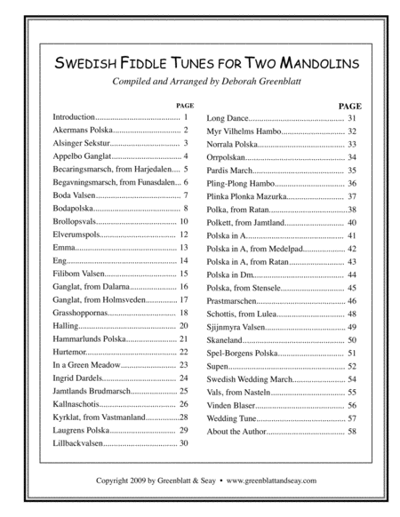 Swedish Fiddle Tunes for Two Mandolins