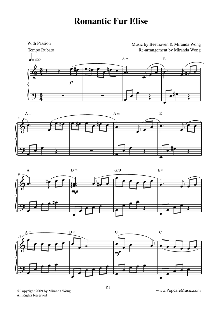 Romantic For Elise - Touching Piano Version Romantic For Elise - Touching Piano Version Easy Piano scores gallery preview page 2