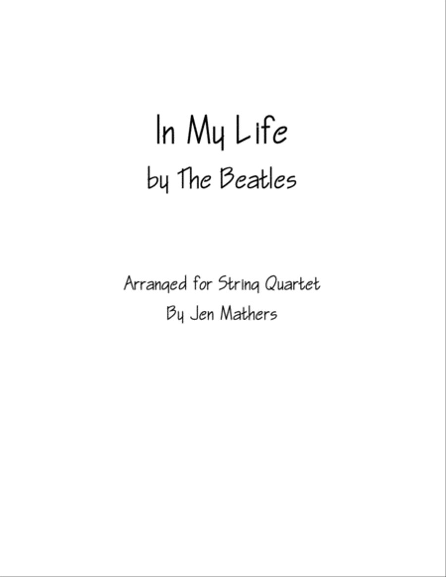 In My Life String Quartet scores gallery preview page 1