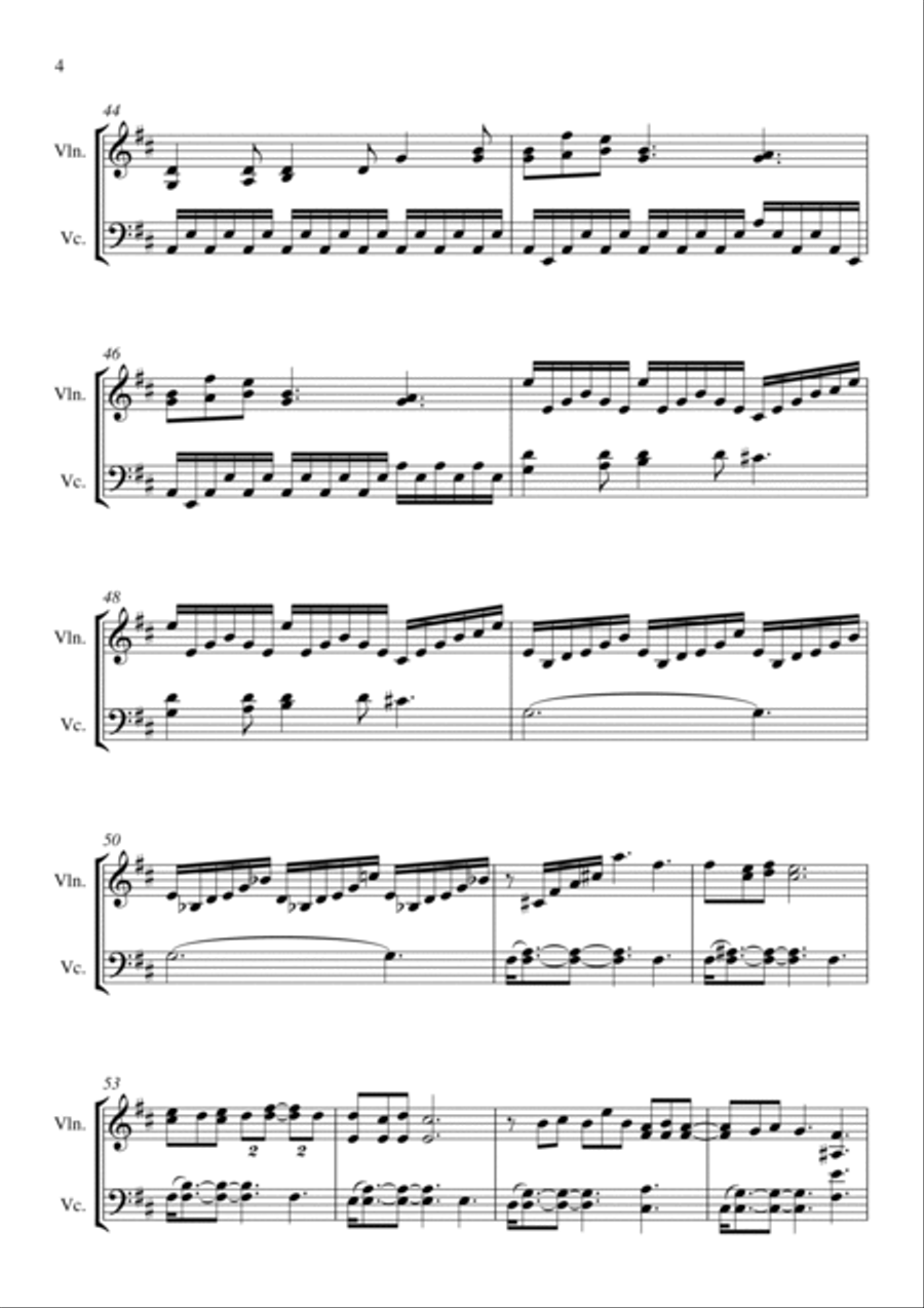Clair de Lune by Claude Debussy arranged for Violin & Cello Duet by the Chapel Hill Duo String Duet scores gallery preview page 5