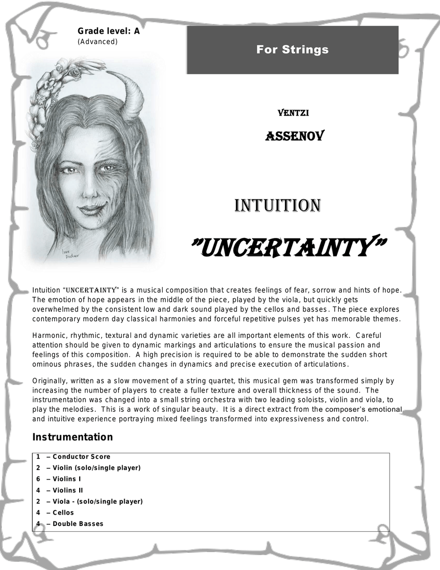 Intuition “Uncertainty” String Orchestra scores gallery preview page 1