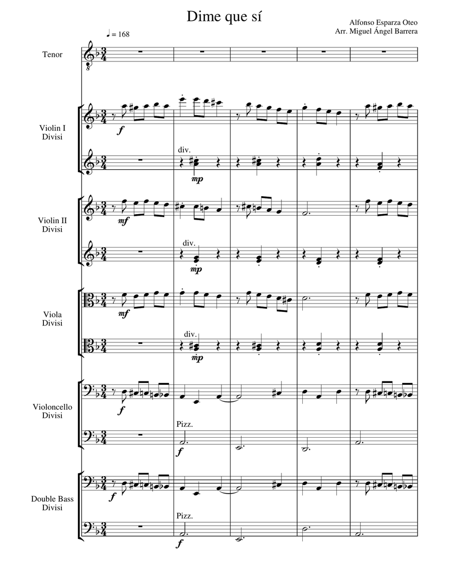 Dime que sí (Tell me yes), For High voice with String Orchestra Accompaniment String Orchestra scores gallery preview page 2