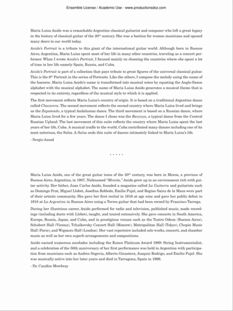 Anido's Portrait Classical Guitar scores gallery preview page 2