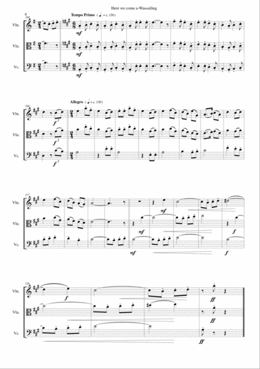Here we come a-wassailing for string trio String Trio scores gallery preview page 4