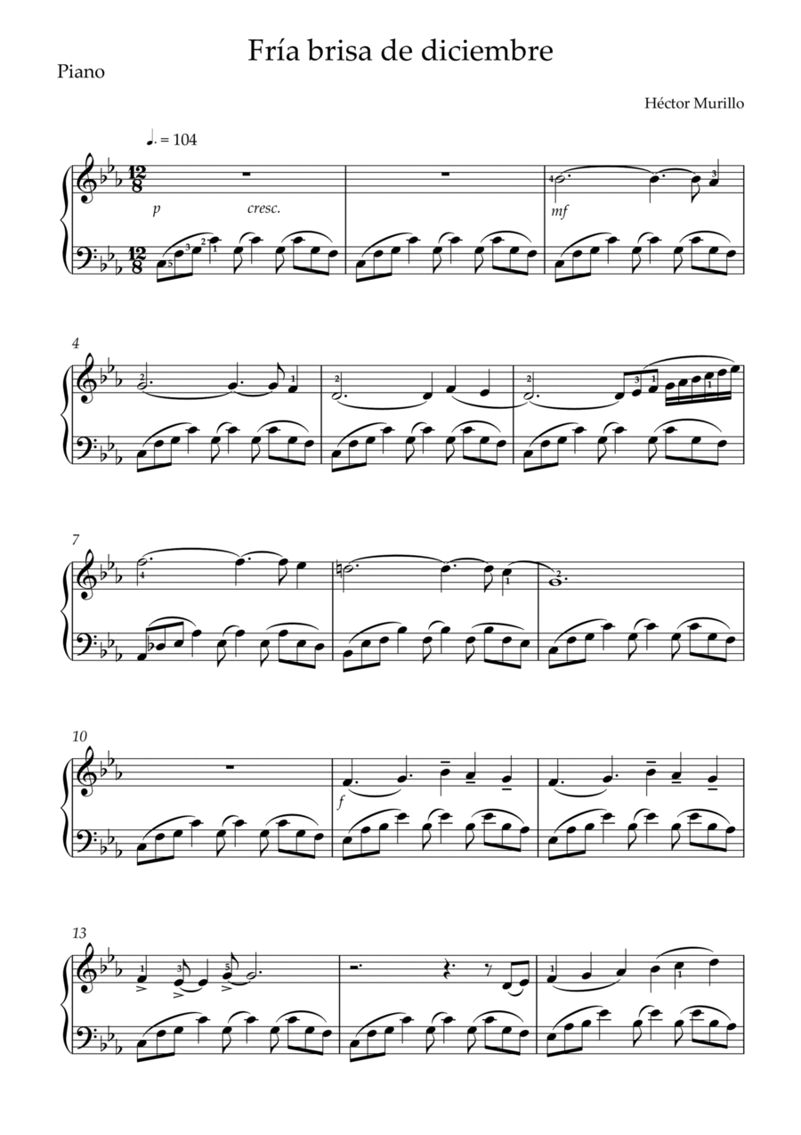 Fría brisa de diciembre Fría brisa de diciembre Piano Method scores gallery preview page 1