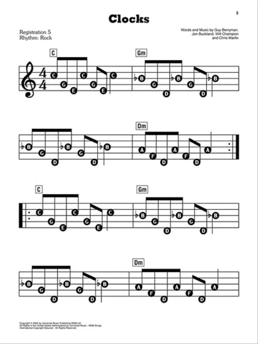 Coldplay Coldplay Electronic Keyboard scores gallery preview page 3