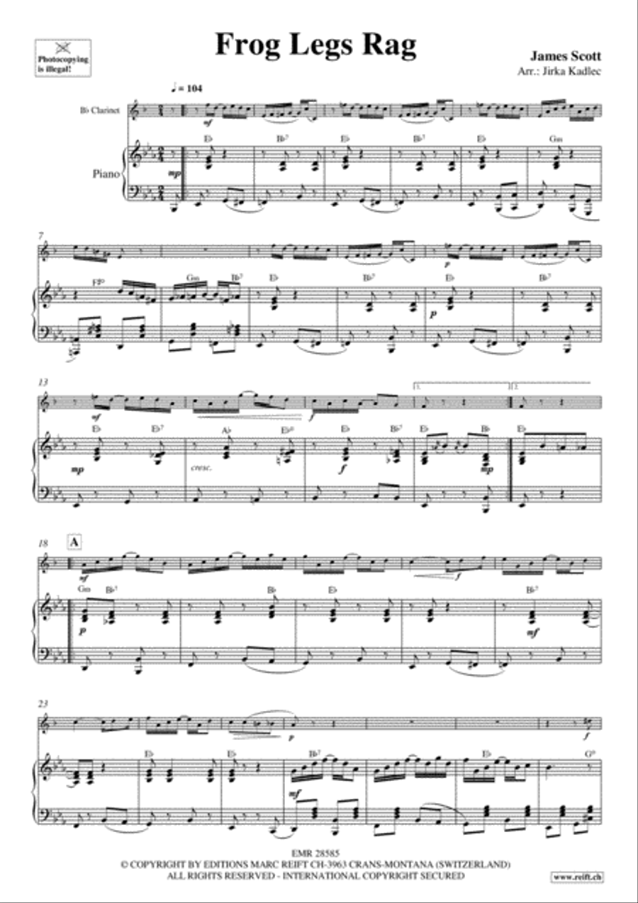 Frog Legs Rag Clarinet Solo scores gallery preview page 4