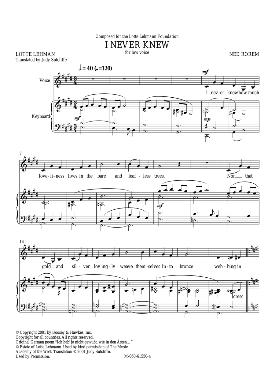 I Never Knew Piano, Vocal scores gallery preview page 1