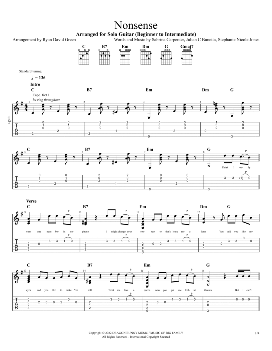 Nonsense Electric Guitar scores gallery preview page 1