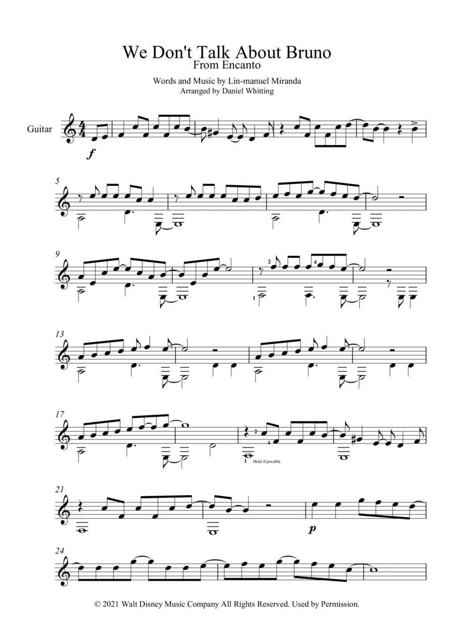 We Don't Talk About Bruno Guitar Solo scores gallery preview page 1
