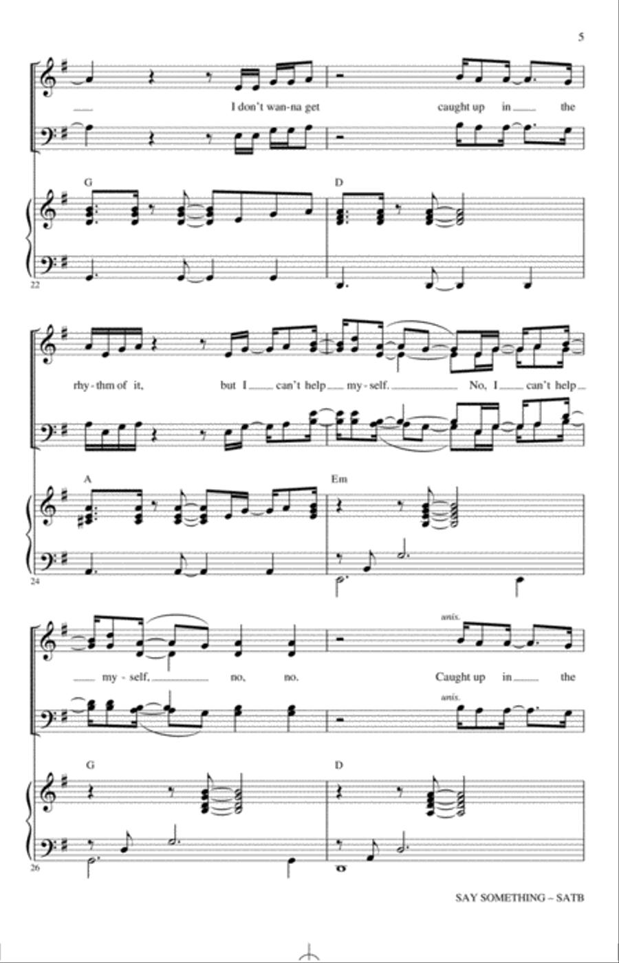 Say Something (feat. Chris Stapleton) (arr. Mac Huff) 4-Part scores gallery preview page 4
